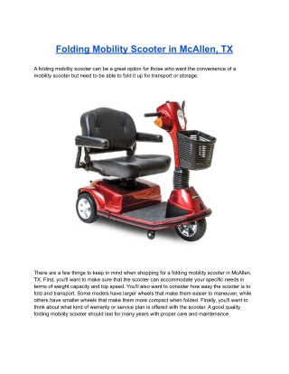 Folding Mobility Scooter in McAllen, TX