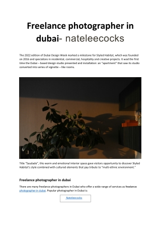 Freelance photographer in dubai