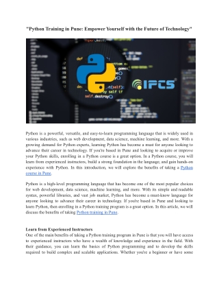 Python Training in Pune_ Empower Yourself with the Future of Technology