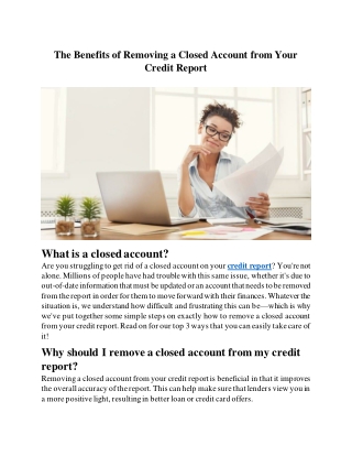 The Benefits of Removing a Closed Account from Your Credit Report