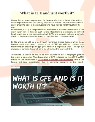 What is CFE and is it worth it