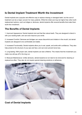 Is Dental Implant Treatment Worth the Investment