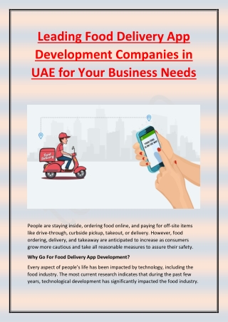 Leading Food Delivery App Development Companies in UAE for Your Business Needs