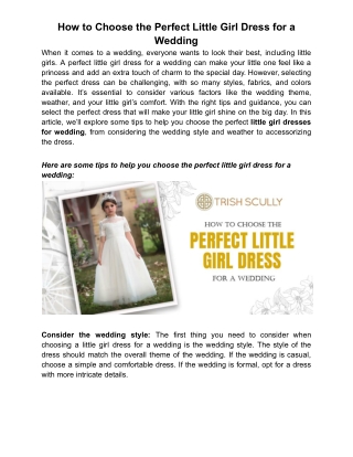 How to Choose the Perfect Little Girl Dress for a Wedding