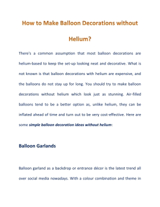 Simple Tips to Create Balloon Decorations Without Helium