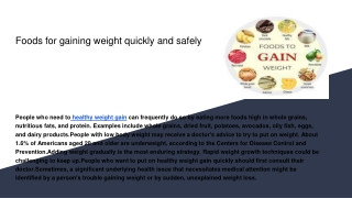 Foods for gaining weight quickly and safely
