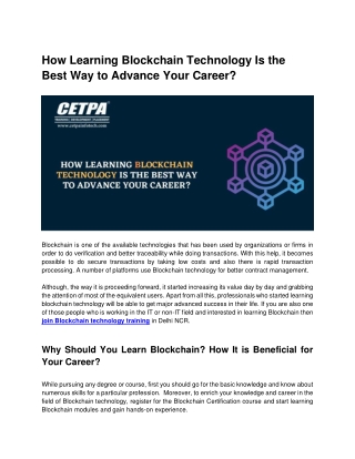 How Learning Blockchain Technology Is The Best Way To Advance Your Career_