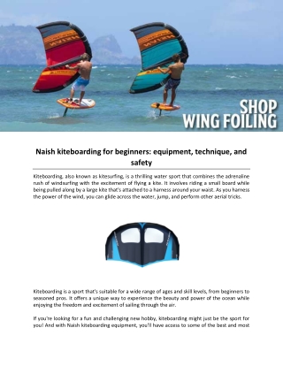 Naish kiteboarding for beginners: equipment, technique, and safety