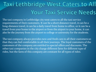 Taxi Lethbridge West Caters to All Your Taxi Service Needs airport pick up taxi