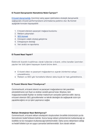 E-Ticaret Danışmanlık Tanıtım Yazısı