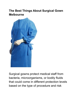 The Best Things About Surgical Gown Melbourne