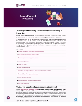 Casino Payment Processing Facilitates the Secure Processing of Transactions