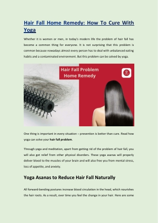 Hair Fall Home Remedy: How To Cure With Yoga