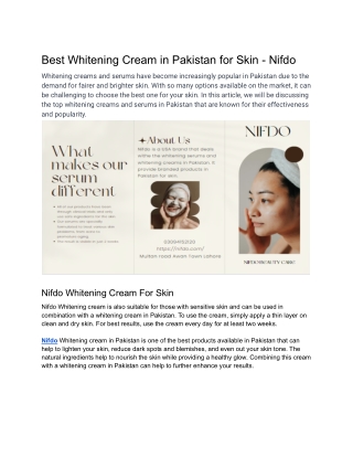 Best Whitening Cream in Pakistan for Skin - Nifdo (1)