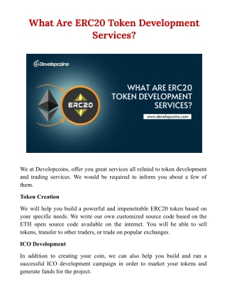 What Are ERC20 Token Development Services?