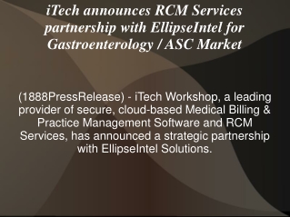 iTech announces RCM Services partnership with EllipseIntel for Gastroenterology - ASC Market
