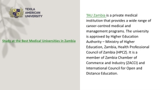 Study at the Best Medical Universities in Zambia
