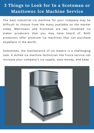 3 Things to Look for In a Scotsman or Manitowoc Ice Machine Service