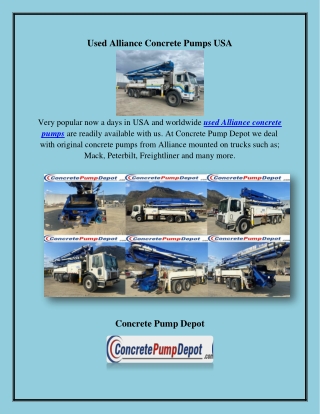 Used Alliance Concrete Pumps USA,  concretepumpdepot.com