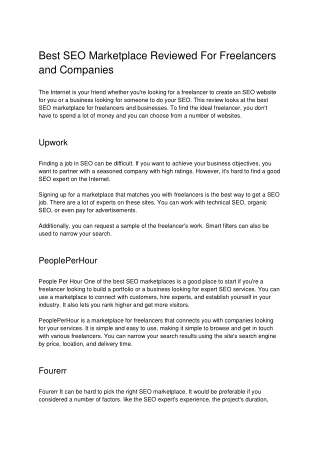 Best SEO Marketplace Reviewed For Freelancers and Companies