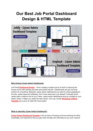 Our Best Job Portal Dashboard Design & HTML Template
