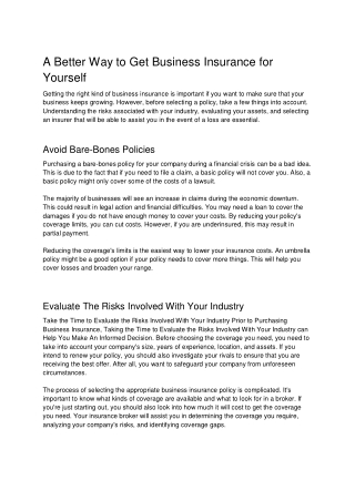 A Better Way to Get Business Insurance for Yourself