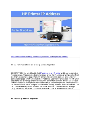 How much difficult is it to find ip address hp printer?