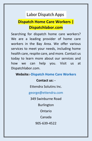 Dispatch Home Care Workers | Dispatchlabor.com
