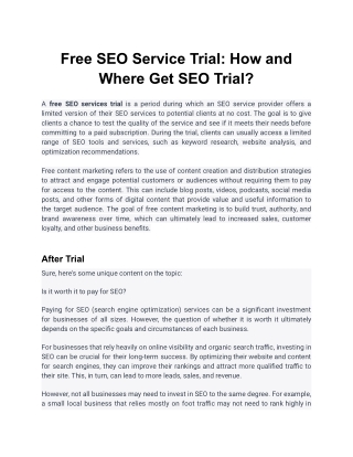 Free SEO Service Trial: How and Where Get SEO Trial?