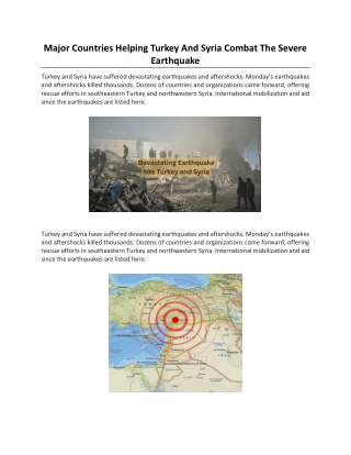 Major Countries Helping Turkey And Syria Combat The Severe Earthquake