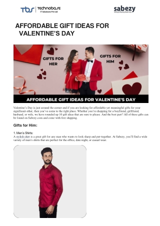 Affordable Gift Ideas For Valentines Day | Sabezy