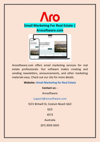 Email Marketing For Real Estate | Arosoftware.com