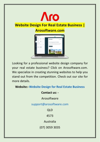 Website Design For Real Estate Business | Arosoftware.com