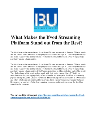 What Makes the Ifvod Streaming Platform Stand out from the Rest