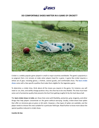 Do Comfortable Shoes Matter In A Game Of Cricket? - Find Out!