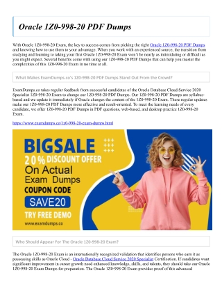 Oracle 1Z0-998-20 PDF Dumps