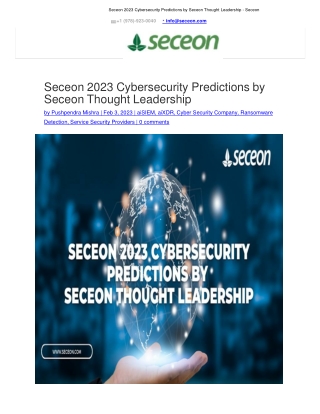 Seceon 2023 Cybersecurity Predictions by Seceon Thought Leadership - Seceon