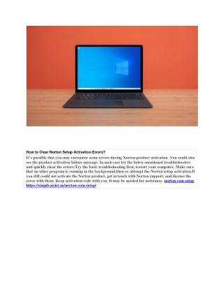 How to Clear Norton Setup Activation Errors?