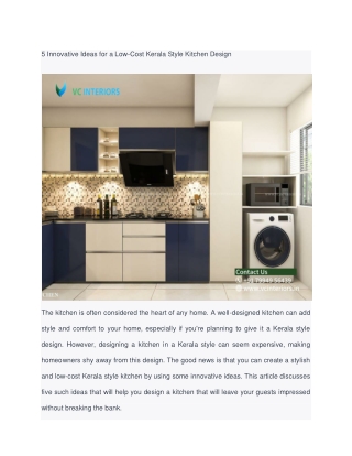 5 Innovative Ideas for a Low-Cost Kerala Style Kitchen Design