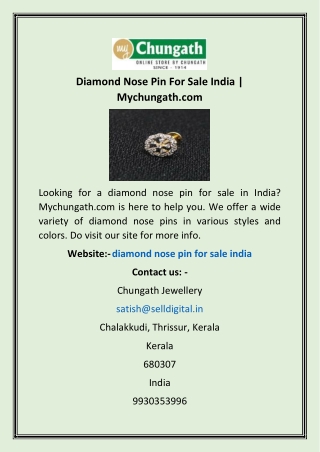 Diamond Nose Pin For Sale India | Mychungath.com