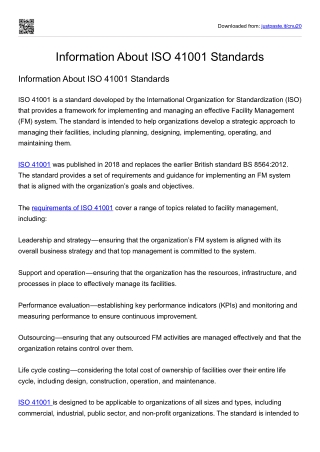 Information About ISO 41001 Standards