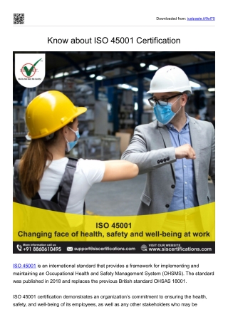 Know about ISO 45001 Certification