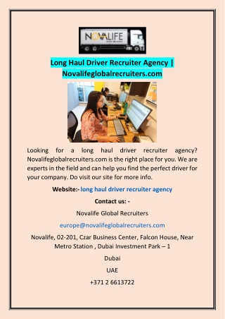 Long Haul Driver Recruiter Agency | Novalifeglobalrecruiters.com