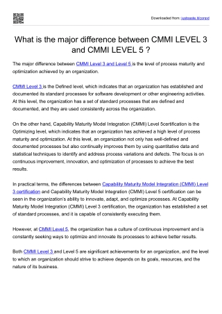 What is the major difference between CMMI LEVEL 3 and CMMI LEVEL 5