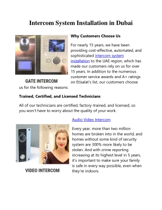 Intercom System Installation in Dubai