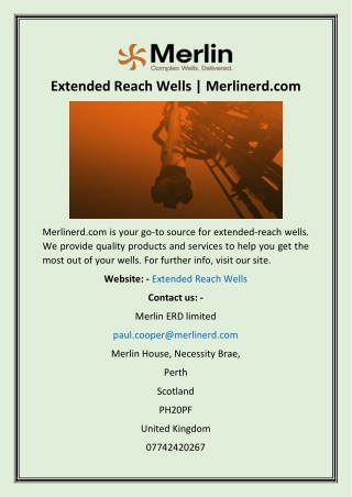 Extended Reach Wells  Merlinerd
