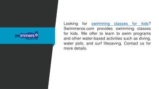 Swimming Classes for Kids  Swimmerse.com