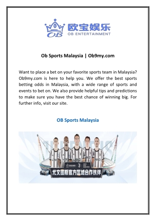 Ob Sports Malaysia  Ob9my.com