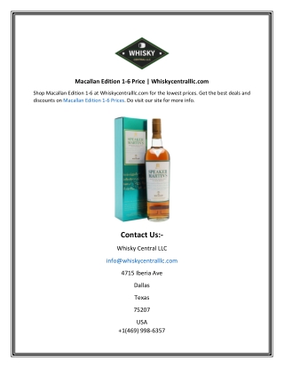 Macallan Edition 1-6 Price  Whiskycentralllc