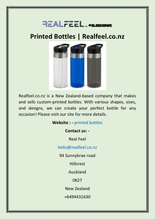 Printed Bottles  Realfeel.co.nz